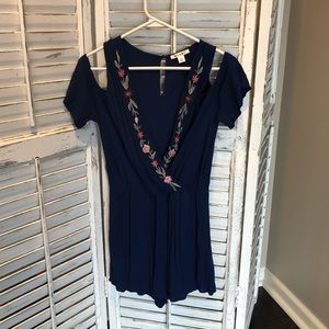 Navy open-shoulder romper (Francesca’s)